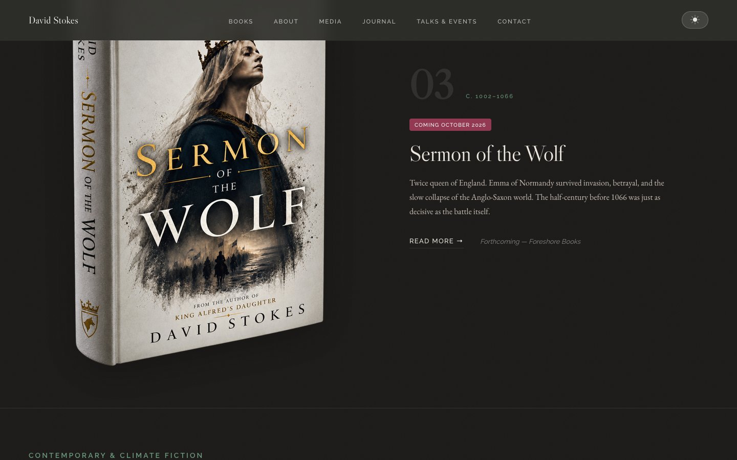 Sermon of the Wolf listing on the Books page